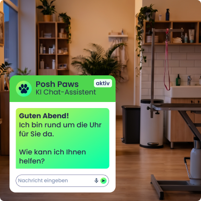 Geschlossener Hundesalon, eingeblendetes Chatfenster