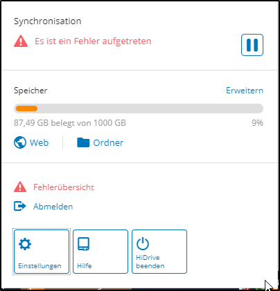 Einstellung HiDrive Einstellung HiDrive