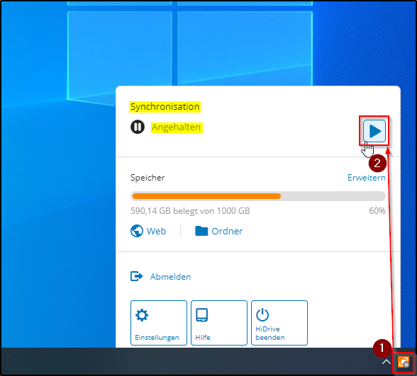 HiDrive Synchronisation fortsetzen HiDrive Synchronisation fortsetzen