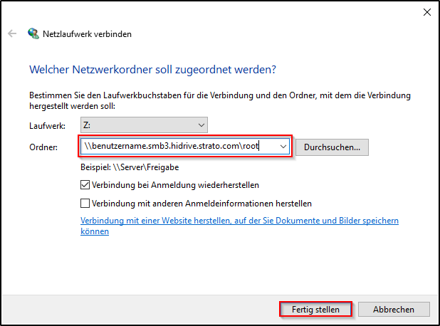 Netzlaufwerk einstellen Netzlaufwerk einstellen