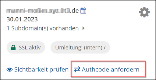 Authcode anfordern Authcode anfordern