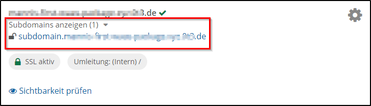 Subdomain verwalten Subdomain verwalten