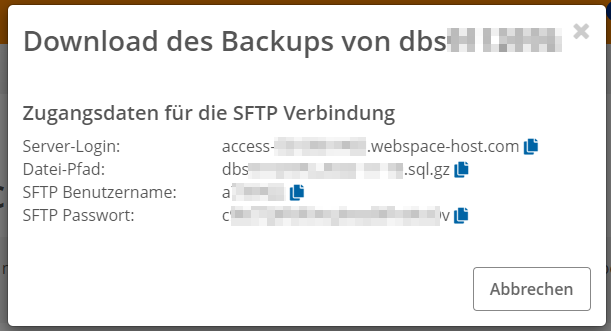 Backup herunterladen Backup herunterladen