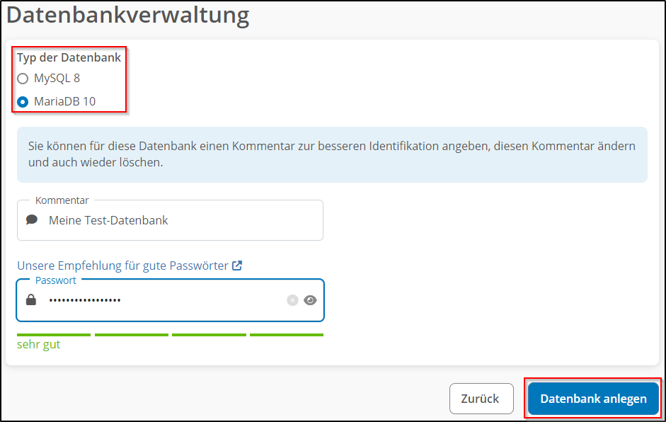 Datenbank-Typ + Passwort (2023) Datenbank-Typ + Passwort (2023)