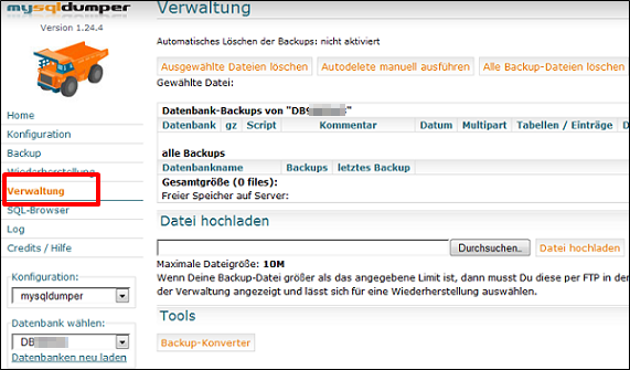 Dumper_Verwaltung Dumper_Verwaltung