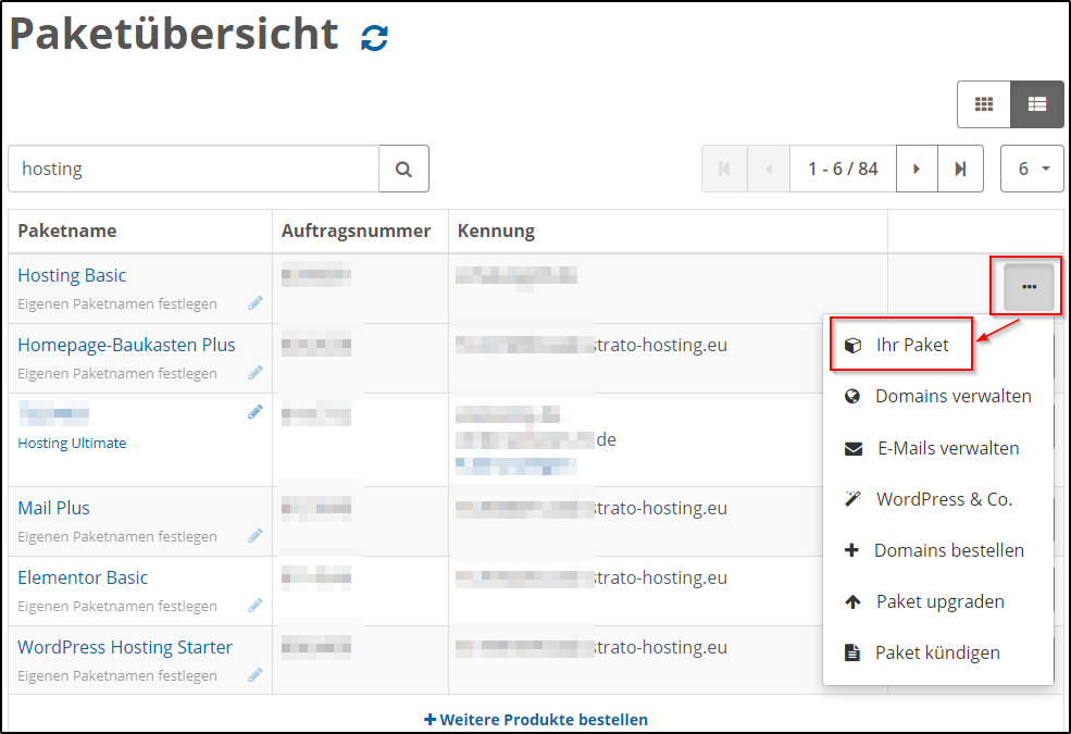 Paket wählen Paket wählen