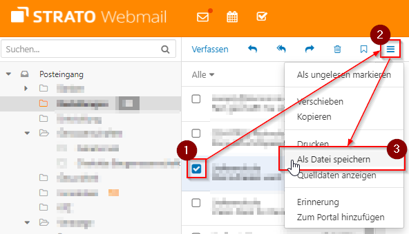 E-Mail lokal sichern E-Mail loakl über den STRATO Webmail sichern