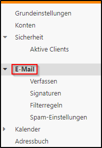 E-Mail Unterpunkte E-Mail Unterpunkte
