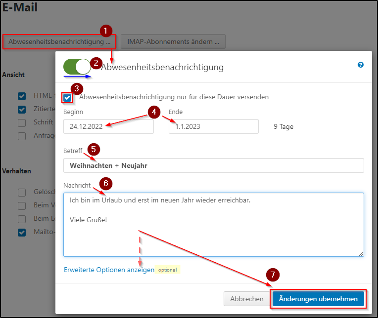 E-Mail Abwesenheit 2 E-Mail Abwesenheit 2