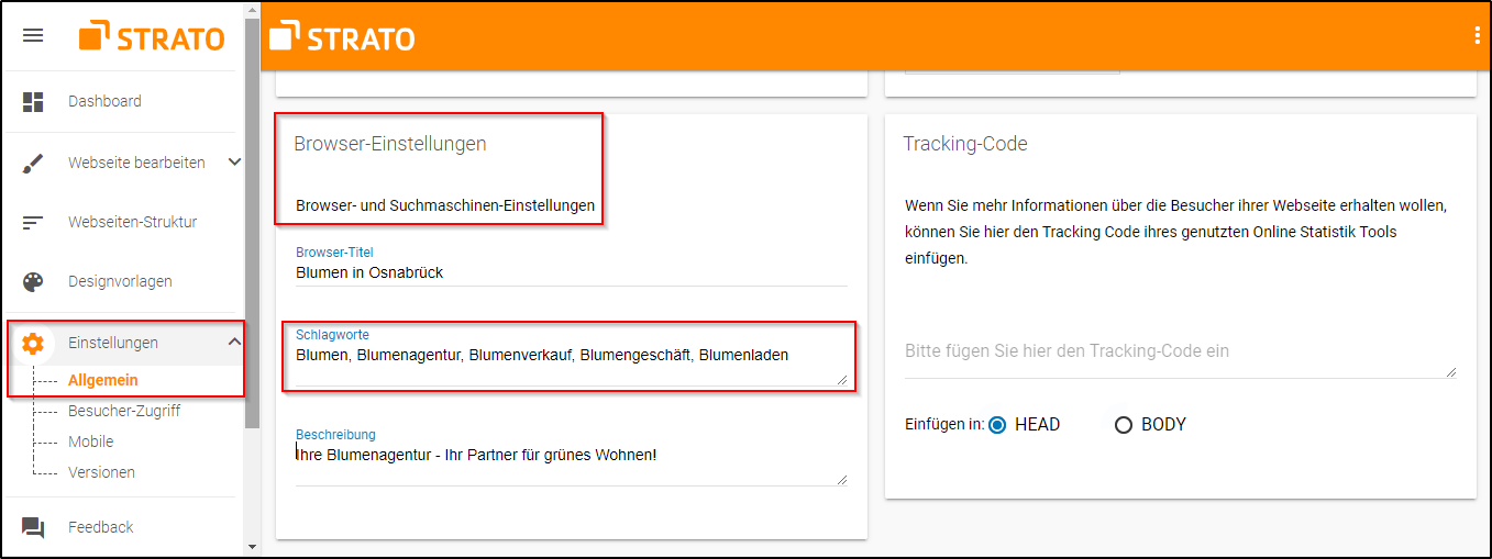 HPBK Einstellungen-Allgemein HPBK Einstellungen-Allgemein