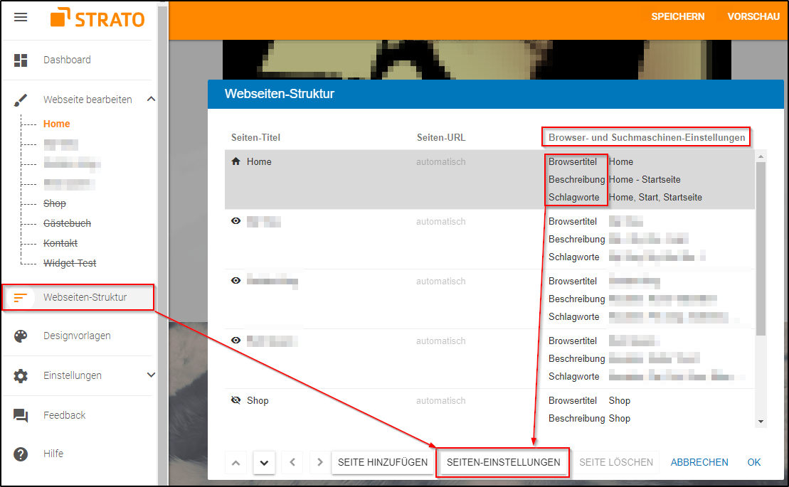 HPBK Seiten-Einstellungen HPBK Seiten-Einstellungen