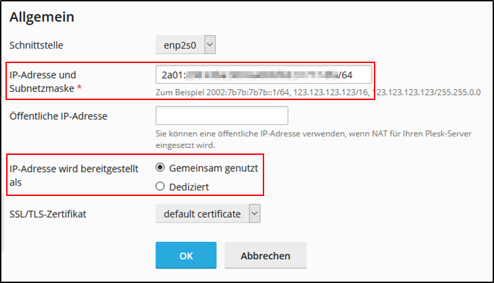 Plesk IP eintragen Plesk IP eintragen