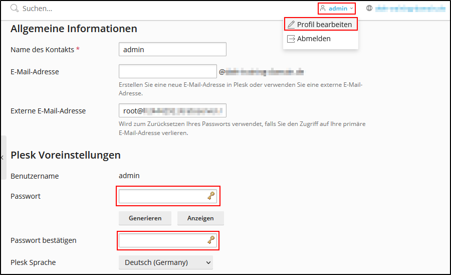 Passwort neu setzen Passwort neu setzen