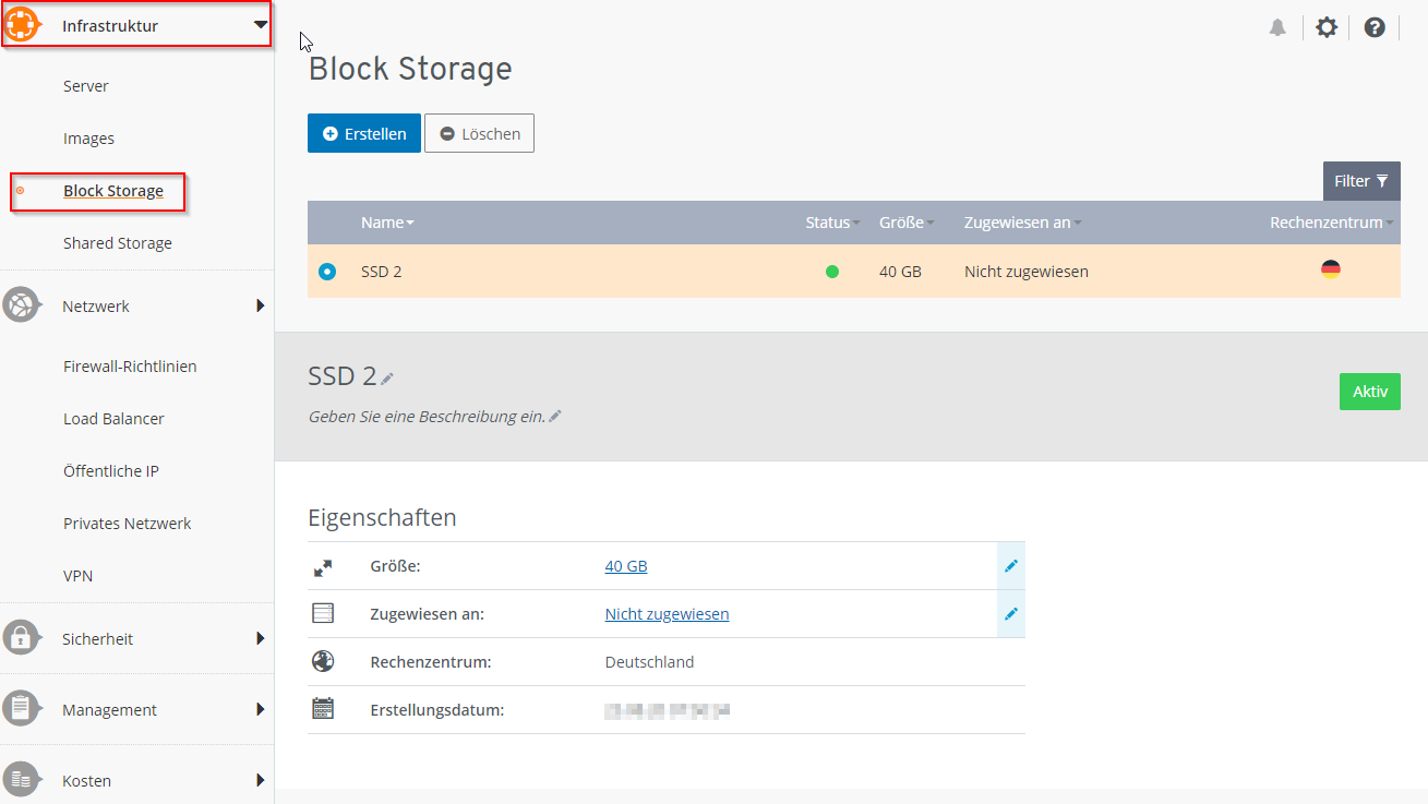 Infrastruktur - Block Storage Infrastruktur - Block Storage