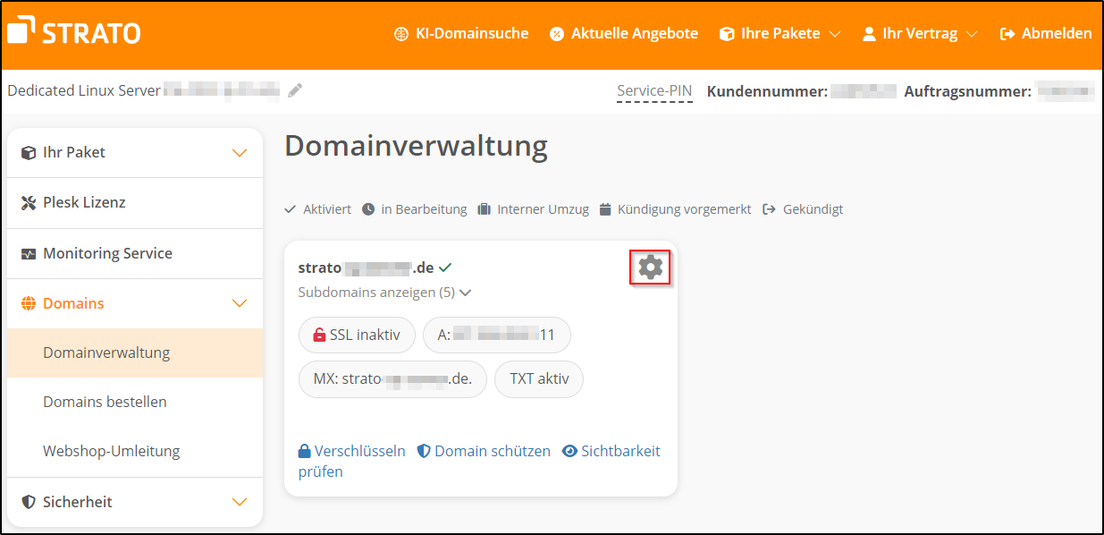 Domainübersicht Domainübersicht