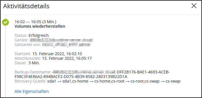 System-Wiederherstellung abgeschlossen System-Wiederherstellung abgeschlossen