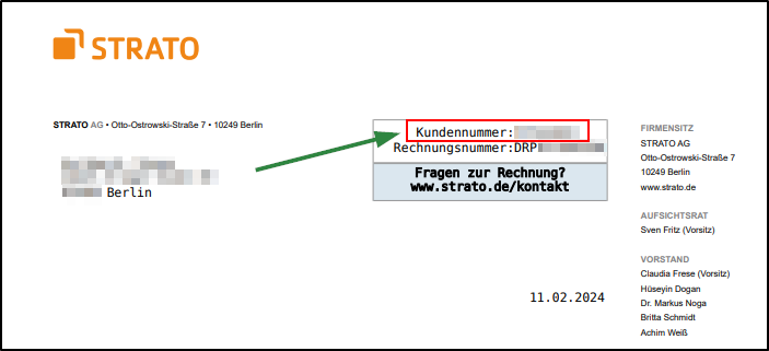 Kundennummer auf Rechnung Kundennummer auf Rechnung
